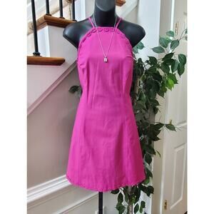 Crown & Ivy Wknd In Lisbon Pink Halter Neck Sleeveless Knee Length Dress Size 6